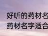 好听的药材名字适合男孩名字 好听的药材名字适合男孩名字有哪些